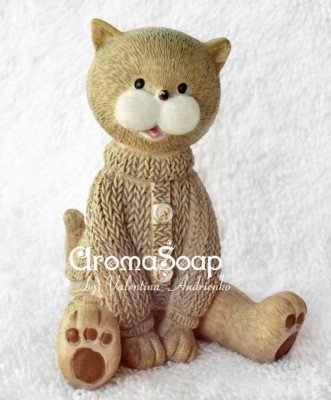 3D форма силиконовая "Кот в вязаном свитере" (предварительный заказ)