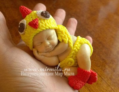3D Форма силиконовая "Младенец в костюме цыпленка" (предварительный заказ)