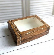 Коробка с окошком "Деревянный ящик", 15х11х4 см