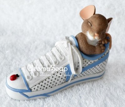 3D форма силиконовая "Мышонок в кроссовке"