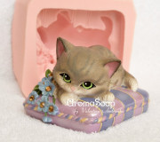 3D форма силиконовая "Кошечка на подушечке"
