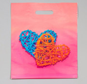 Пакет полиэтиленовый с вырубной ручкой "Сердца из ротанга", 31 х 40 см
