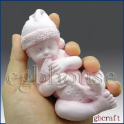 3D Форма силиконовая "Младенец в новогоднем колпачке"