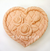 2D Форма силиконовая "Розы на плетеном сердце"  (предварительный заказ)