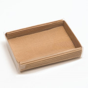Коробка гофрированная Крафт с прозрачной крышкой 14 х 10,5 х 2,5 см