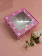 Коробка с окошком "Розовый горошек", 10х10х3 см