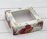Коробка с окошком "Яркие цветы", 10х10х3 см