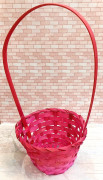 Корзина плетеная из бамбука розовая, диаметр 13 см