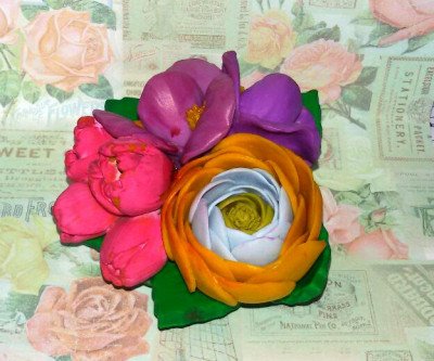 2D Форма силиконовая "Букет ранункулюс-тюльпаны-ирисы" (предварительный заказ)