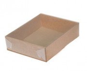 Коробка бурая с прозрачной крышкой на три мыла, 180х150х50 мм