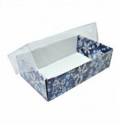 Коробка с прозрачной крышкой на два мыла,расцветка Снежинки 155х110х045