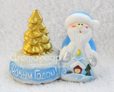 Форма силиконовая "Дед Мороз + Ёлка"(предварительный заказ)