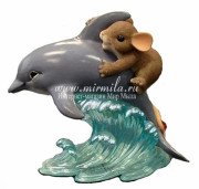3D форма силиконовая "Мышонок на дельфине" (предварительный заказ)