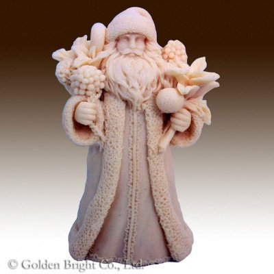 3D Форма силиконовая "Дед Мороз с пуансетией и фруктами" (предварительный заказ)