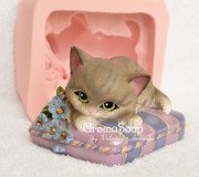 3D форма силиконовая "Кошечка на подушечке" (предварительный заказ)