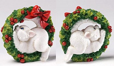 3D Форма силиконовая "Котенок в новогоднем венке" (предварительный заказ)