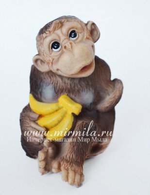 3D форма силиконовая "Мартышка с бананами"