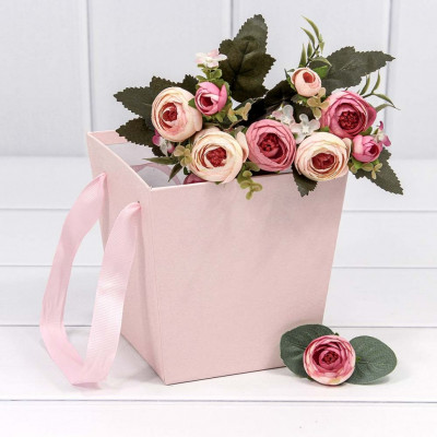Коробка"Ваза для цветов"с ручками цвет розовый