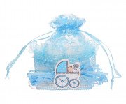 Бонбоньерка "Лялька в коляске", цвет голубой