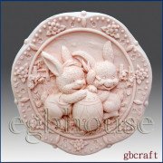2D форма силиконовая "Кролики с яйцом" (предварительный заказ)