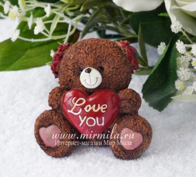 3D Форма силиконовая "Мишутка с сердцем Love you"